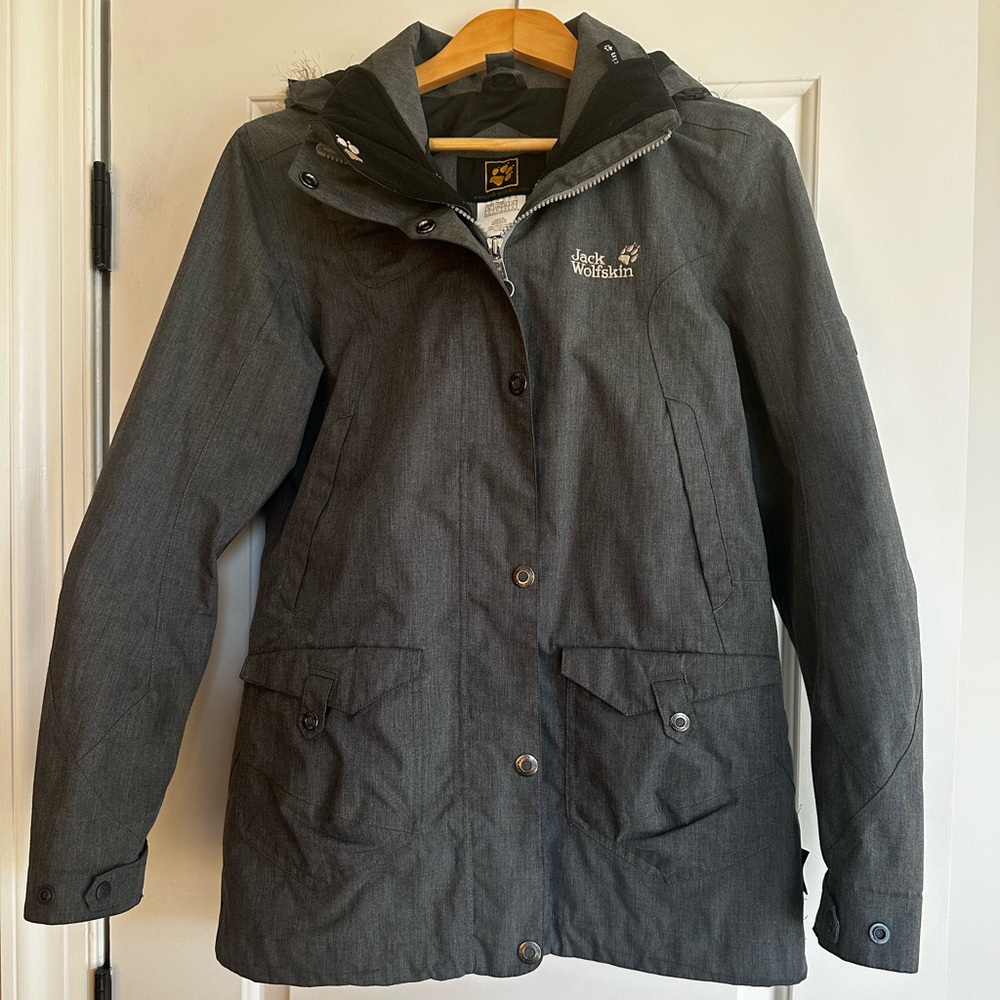 Jack Wolfskin Women’s Waterproof Insulated Texapore Parka. Gray Small.